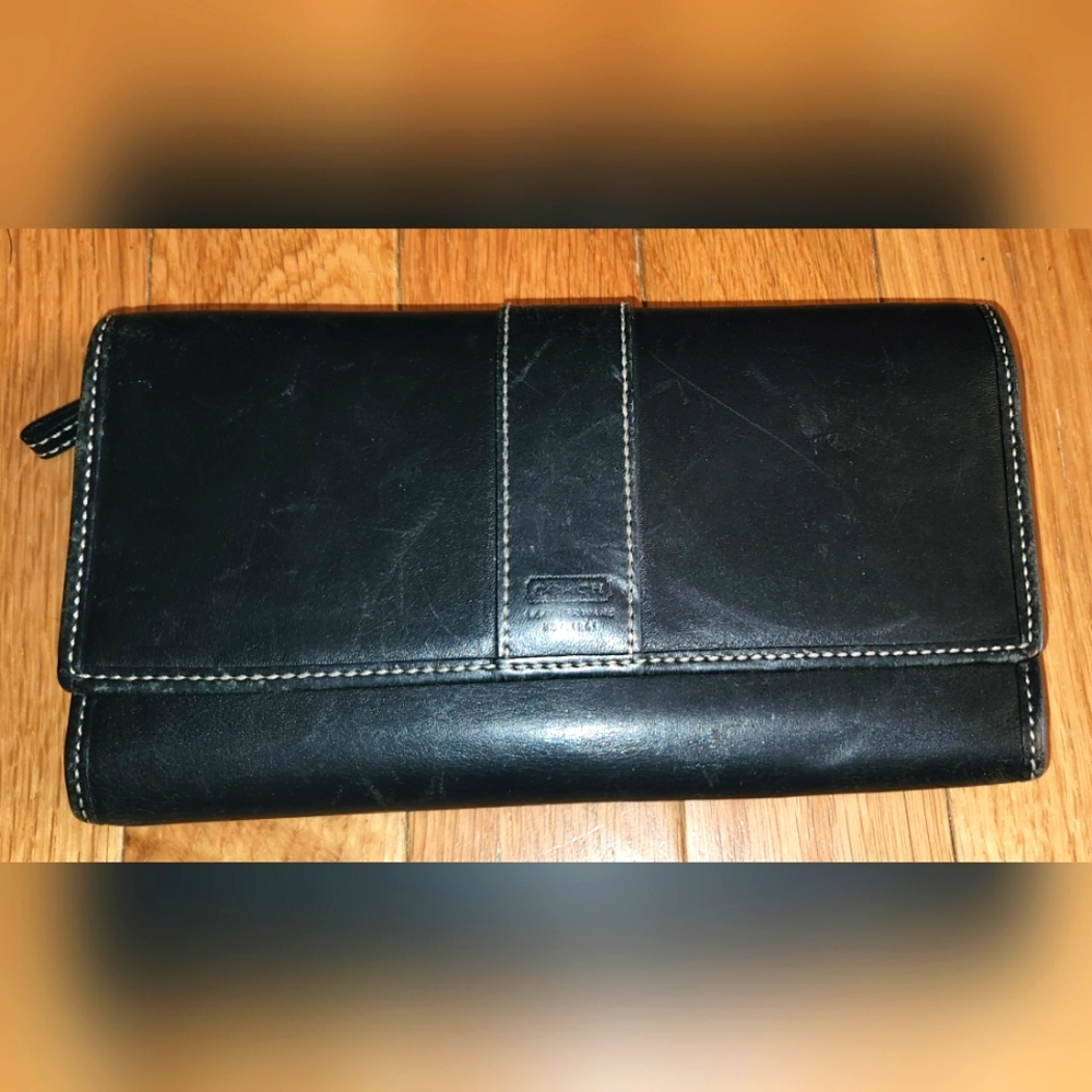 VINTAGE Coach LEATHERWARE BLACK WALLET WOMENS USED/PRE-OWNED SEE ALL PICTURES